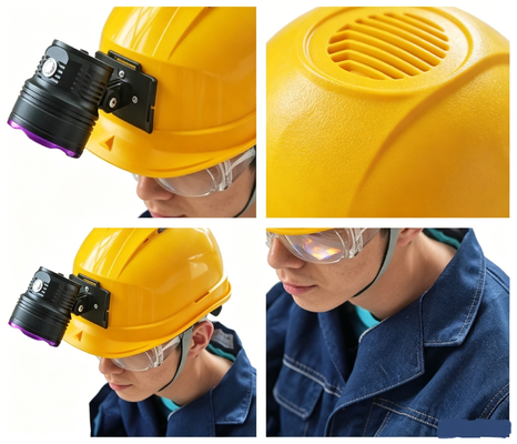 DG-90H Tragbare Helm-UV-Taschenlampe, verstellbarer Winkel, Dual-Use-Hand- und Kopfmontage, industrielle UV-Prüfleuchte